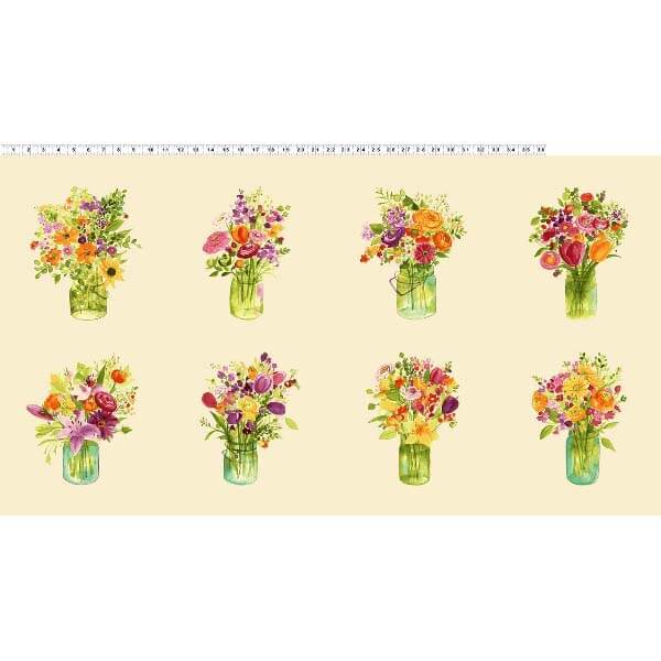 Panel de tela jarrones con flores