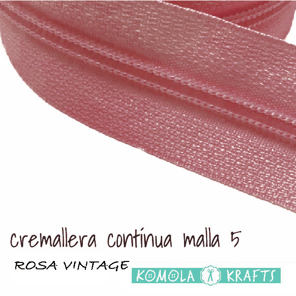 Cremallera rosa vintage por metros malla 5 - Komola Krafts
